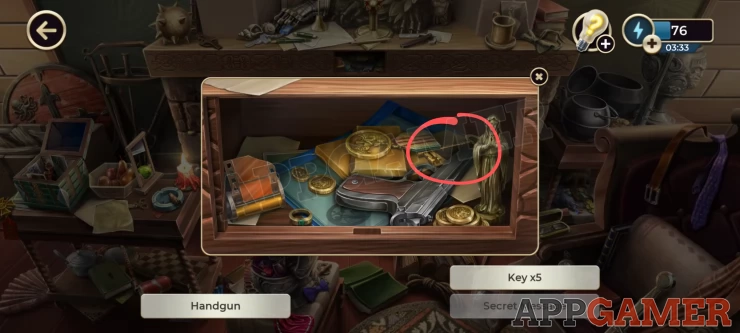 Find the handgun in the Admiral's Room