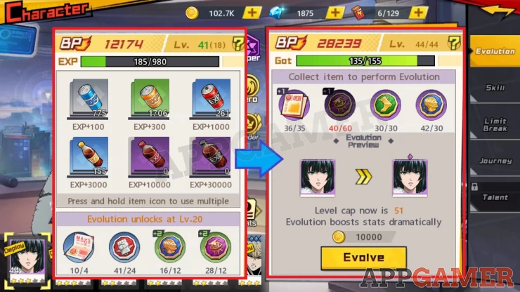 Level Up and Evolution Guide