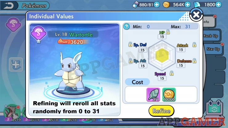 You can reroll individual values through refining