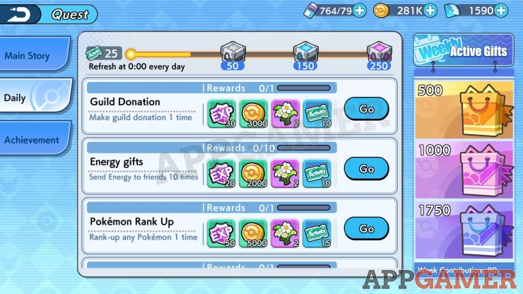 Get more rewards from Daily Quests and Achievements
