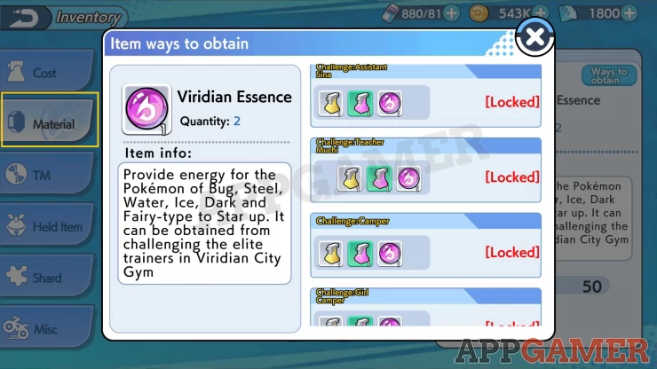 Obtain Essences from Gym Trainers and Leaders