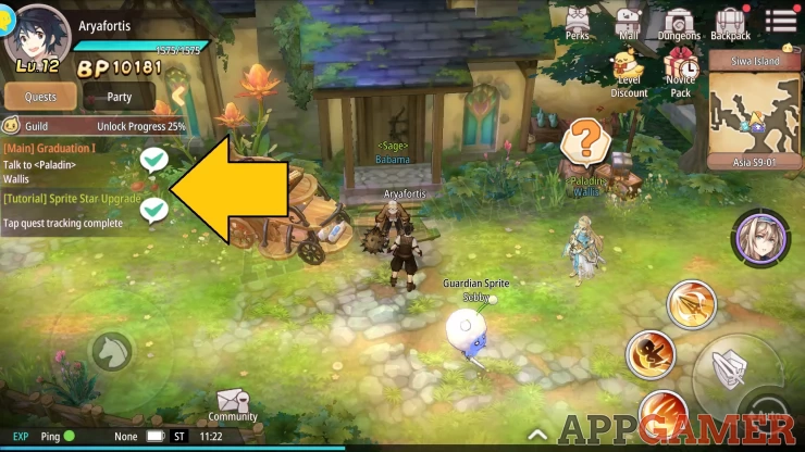 Tap on your Quests to let your character automatically perform the needed actions to complete them