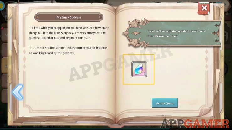 Read books and claim rewards, some will provide quests