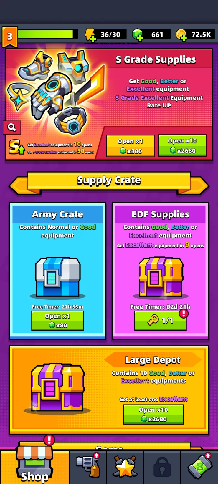 Equipment Chests in the Shop
