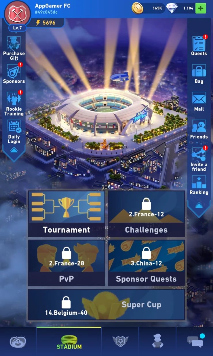 Find Tournaments, PvP and more in the Stadium