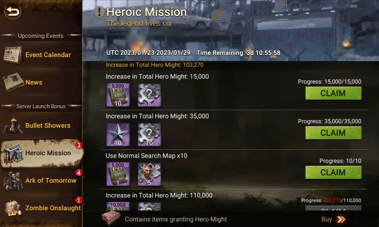 Heroic Mission Tasks and Rewards