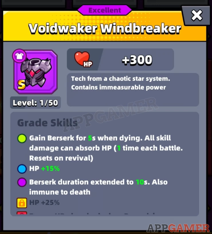 Voidwaker Windbreaker Stats