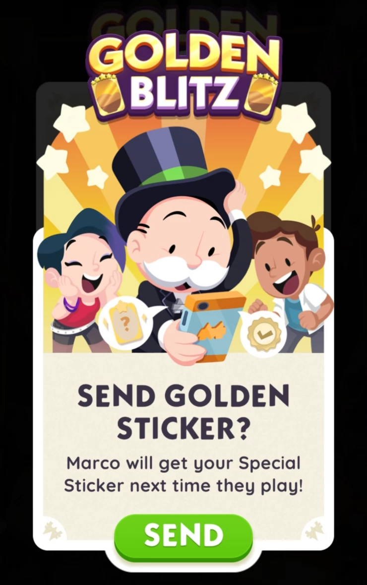 Golden Blitz How to Trade Gold Stickers in Monopoly GO
