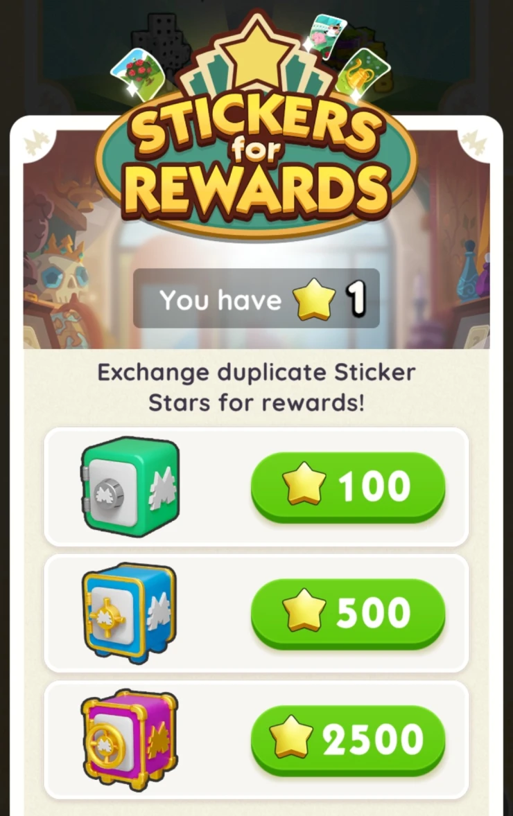 Trade in your stickers for the vault of your choice