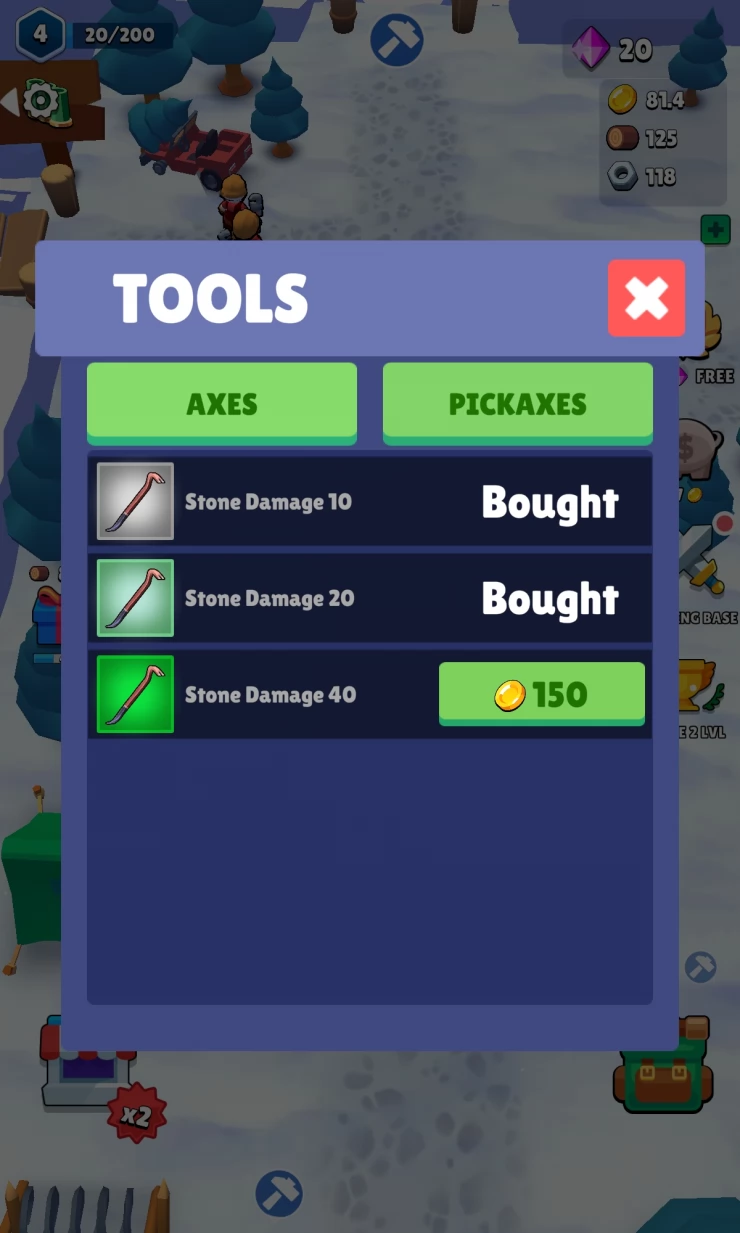 Upgrade Tools after you have unlocked the Tool Shop
