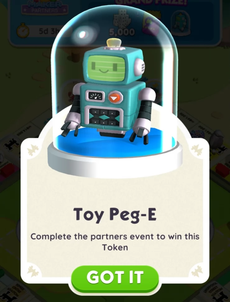 Toy Peg-E Token.
