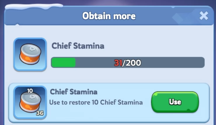 Use Cans for More Chief Stamina Immediately
