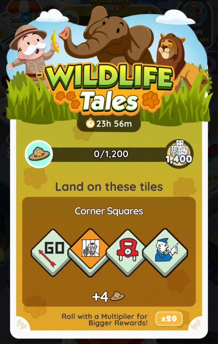 Wildlife Tales Milestones and Rewards - Monopoly GO!