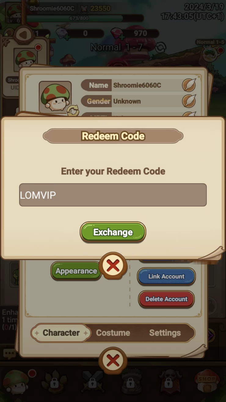 Find Gift codes for Legend of Mushroom
