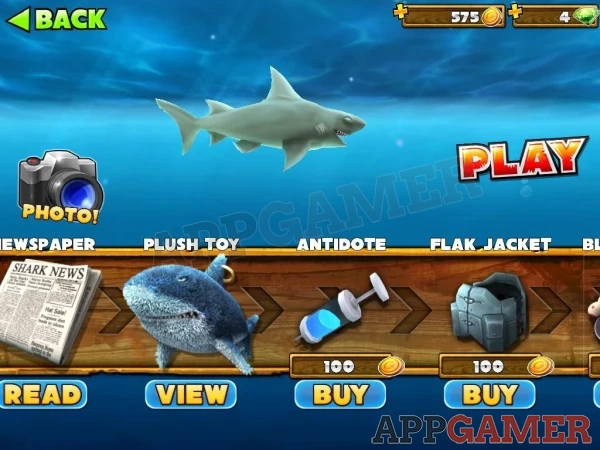 Use the item store to give your shark a helping hand